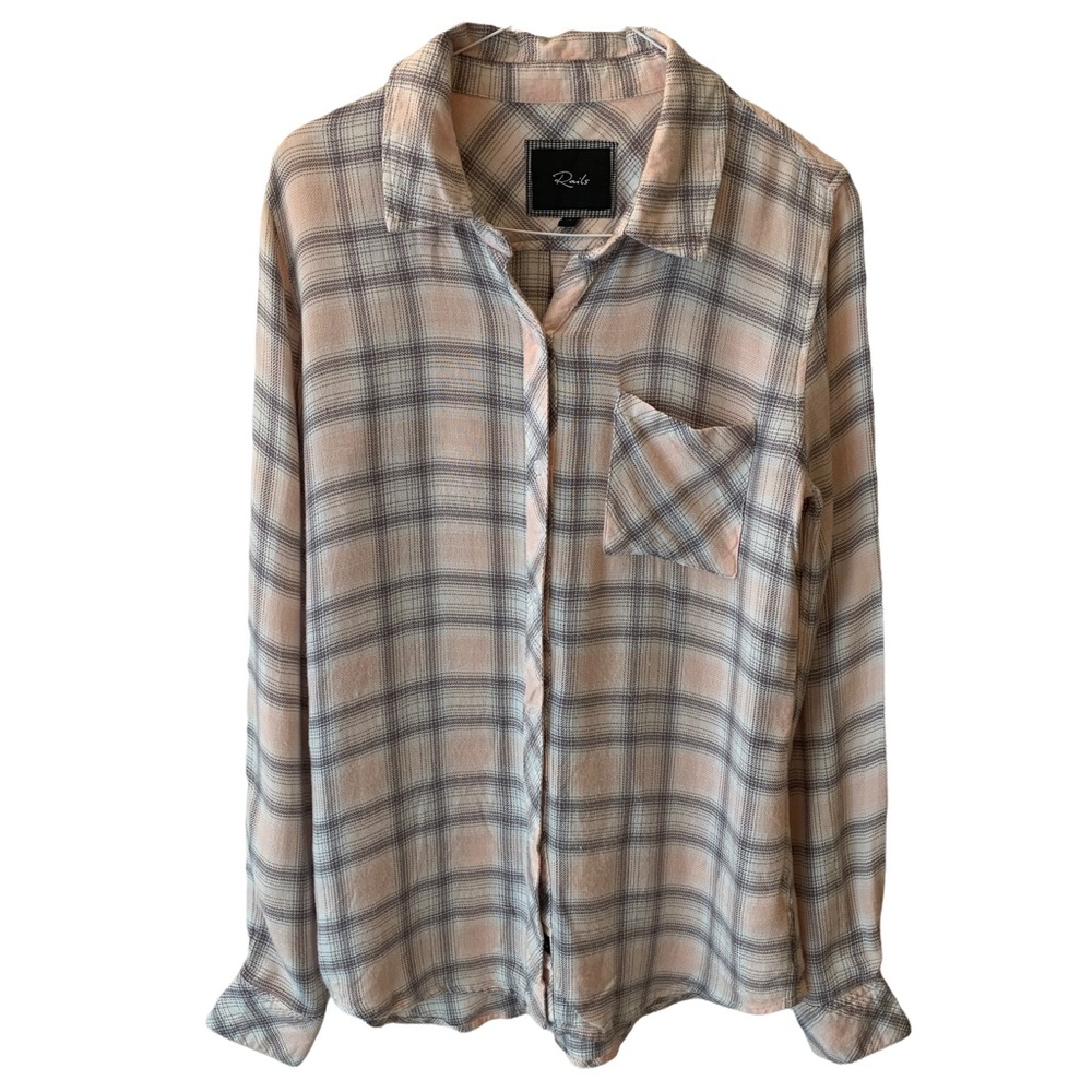 Rails Hunter Plaid Flannel Button Up Blush Dove & White